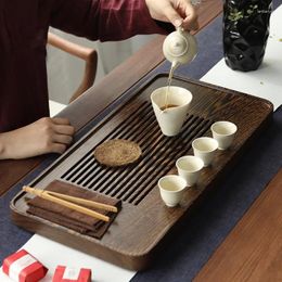 Tea Trays Tray Wood Chinese Ceremony Serving Drainage Storage Vintage Rectangular Bandeija Decoration