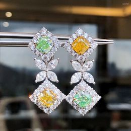 Dangle Earrings MQ2024 Fine Jewellery 18K Gold 4.553ct Yellow And Green Diamonds Gemstones Female Drop For Women