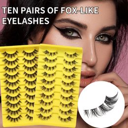 Makeup make up lash 10 pairs of fake eyelashes transparent stem fox style thick curled false eyelashes