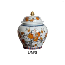 Vases Ceramic Ginger Jar Tea Tin With Lid Classical Home Decor For Restaurant Dining Room Office Bookshelf