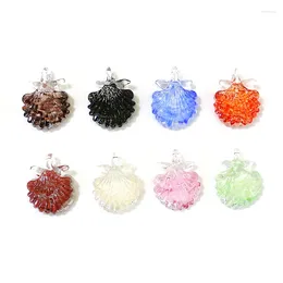Decorative Figurines 2pcs Colorful Lovely Mini Sea Shell Charms Glass Pendants Fashion DIY Girls Women's Jewelry Necklace Earrings Making