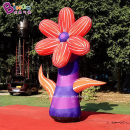 Shopping Mall Decoration Inflatable Giant Colorful Flower Plants Models For Advertising Event With Air Blower Toys Sports 4M Height