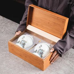 Teaware Sets Tea Premium Caddy Gift Box Medium General Black White Longjing Green