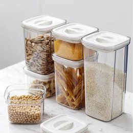 Storage Bottles PET Sealed Food Box Cuboid Transparent Kitchen Organiser Jar Grain Tank Home