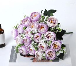 Decorative Flowers Simulation Purple Silk Rich Peony Bouquet Plant Festive Party Indoor And Outdoor Decoration Artificial Peonies Flower