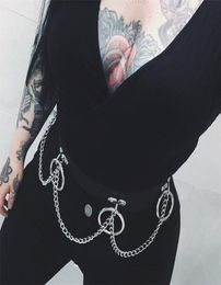 2020 Fashion Women Gothic Black PU Belts Chain Hidden Button Goth Cosplay Punk Style Hip Hop Female Belt Casual Gothic Belt T200426424950