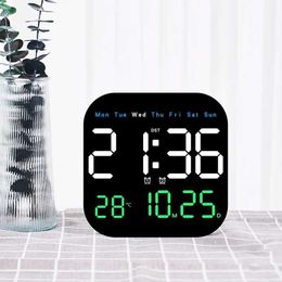 Wall Clocks Remote Control Digital Wall Clock TEMP Date Timing Countdown Plug In Use Table Clock 2 Alarm Auto Dimmable DST LED Alarm Clock