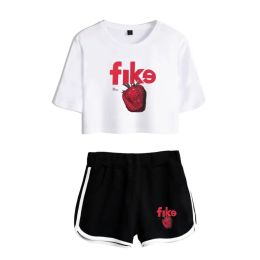 Summer Women's Sets Dominic Fike Merch Short Sleeve Crop Top + Shorts Sweat Suits Women Tracksuits Two Piece Outfits Streetwear