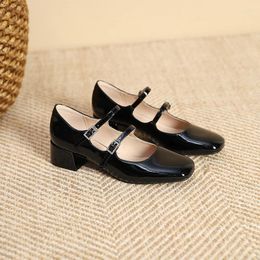 Casual Shoes Vintage Mary Jane Single Ladies Spring And Summer Chinese Style Thick Heeled Small Leather