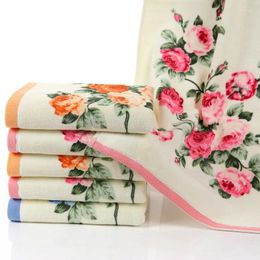 Towel Drop Flower Printed Cotton Set Bathroom Hand Face Towels High Quality Beach Bath Terry 3pcs/set