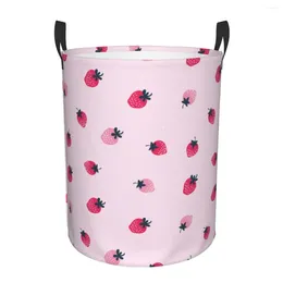 Laundry Bags Foldable Basket For Dirty Clothes Pink Strawberry Pattern Storage Hamper Kids Baby Home Organiser