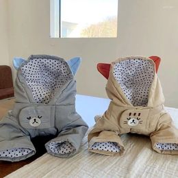 Dog Apparel 2024 Autumn Warm Clothes Solid Colour Cotton Jacket Winter Teddy Small Soft Lapel Button Puppy Outdoor Cold Coat