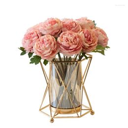 Decorative Flowers Desktop Arrangement Light Luxury Simulation Flower Set Fake Tea Table Vase Silk Decoration