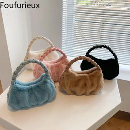 Waist Bags Foufurieux French Small Crowd Bag For Women Winter Korean Fashion Style One Shoulder Solid Casual Underarm Wool Female Pack