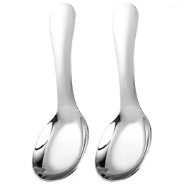 Spoons 2 Pcs Stainless Steel Kids Spoon Soup Home Flatware Kitchen For Cooking Decor Supplies Decorate Dessert