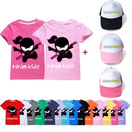 Kleidungssets süße Kleinkindbaby Kleidung Baumwolle Ninja Kidz Grafik Kleidung Top Jugend Kurzarm T-Shirt Hatl240514