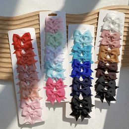 Hair Accessories 10 pieces/set 1.9-inch solid Colour ribbon childrens bow clip baby girl handmade knot hair mini bucket accessories d240513