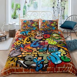 Bedding Sets 3D Graffiti Wall Design Duvet Cover Comforter Cases And Pillow Covers Full Twin Double Single Size Bed Linens