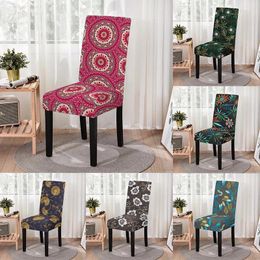 Chair Covers Household Stretch Floral Mandala Printed Cover Four Seasons Simple Spandex Washable Seat For Study Home El