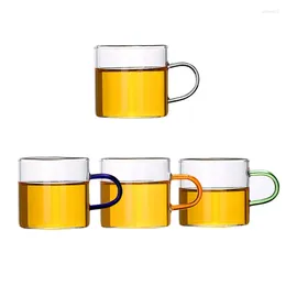 Wine Glasses Heat Resistant Transparent Thicken Glass Cup Drinking Utensils Colourful Handle Tea Beer Mug For Home