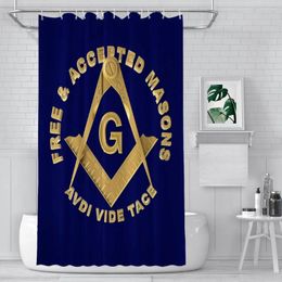 Shower Curtains Gold Square Compass Free Accepted Masons Bathroom Freemason Waterproof Partition Funny Home Decor Accessories