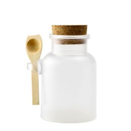 Frosted ABS Bath Salt Shaker Seal Refillable Mask Bottles with Wood Spoon & Soft Cork 100ml 200ml 300ml Jowks Ofbas