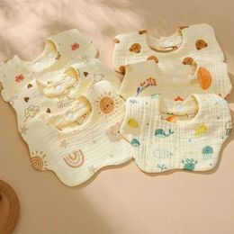 QXS6 Bibs Burp Cloths Cotton Gauze Print Baby Scarf New Absorbent Saliva Towel Newborn Bandana d240513