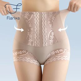 Flarixa Summer Ice Silk Panties for Womens High Waist Shaping Postpartum Tummy Control Hip Lift Panty Body Shaper Pants 240428