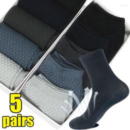 Men's Socks Bamboo For Men Cotton Casual Business Breathable Anti-Bacterial Deodorant Long Male Middle Tube 10pcs