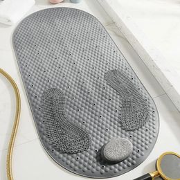 Bath Mats Bathtub Mat Nonslip Tub Shower Foot Scrubber With Natural Pumice Stone Oval Antislip