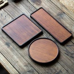 Tea Trays Saucer Bamboo Table Tray Storage Dining Dessert Minimalist Wood Serving Square Vintage Gongfu Home Decorationgs