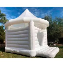 wholesale 4.5x4m (15x13.2ft) full PVC wedding white inflatable bouncy castle jumping bouncer bounce house with heart shaped door for adult party