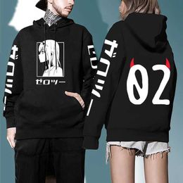 Men's Hoodies Sweatshirts Darling In The Franxx Anime Hooded Zero Two Graphic Print Hoodie Women Pullovers Plus Size Sweatshirt Female Strtwear Clothing T240510