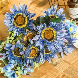 Decorative Flowers 1pc Vintage Luxury Large Sunflower Silk Artificial Home Wedding Decor Flower Arrangement Supplies Flores Artificales