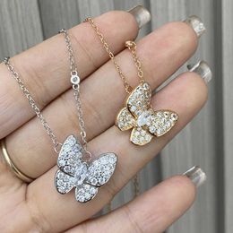 Designer Necklace Vanca Luxury Gold Chain 925 Silver Full Diamond Immortal Butterfly Necklace Female Immortal High Grade Exquisite and Colorless Collar Chain
