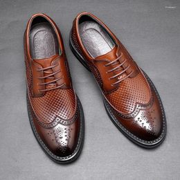 Casual Shoes 2024 Spring Autumn Platform Fashion Men Business Formal Bright Face Patent Leather Brock Men's Lace Up