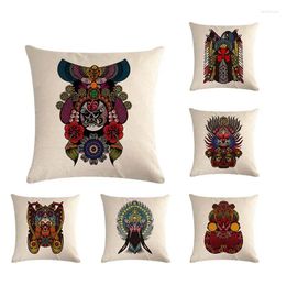 Pillow China Traditional Peking Opera Mask Plain Cover Cartoon Linen Covers Living Room Home Decoration Pillowcase ZY523