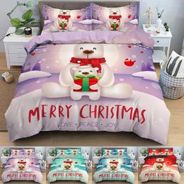 Bedding Sets Christmas Bear Comforter Cover With Pillowcase 2/3Pcs Boys Girls Home Quilt Set Textile