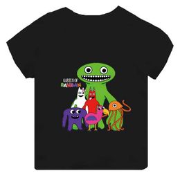 T-shirts Hot Game Garten of Banban Print Cartoon Kids T-shirt Girls Clothes Baby Boys Black Short Sleeve T shirt Children Tops T240509