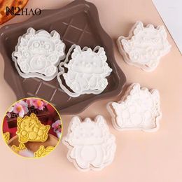 Baking Tools Cartoon Animal Dragon Pattern Biscuit Mould Chinese Year Cookie Embosser Stamp Cake Decoration Accessories