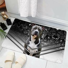 Carpets HX Animal Dogs Floor Mat American Staffordshire Terrier 3D Printed Flannel Indoor Door Non-slip Bath