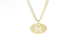 Zodiac signs birthday necklace 316l stainless steel Pisces 18k gold plated 12 constellation pendant women jewelry gift2351723