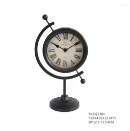 Table Clocks Antique Vintage Black Colour Round Metal Clock For Home Decoration