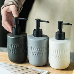 Liquid Soap Dispenser 350ml Ceramic Bathroom Accessories Geometric Relief Hand Sanitizer Bottles Home Decoration