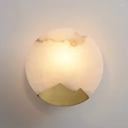 Wall Lamp CX200DU Marble Round LED Light Copper Nordic Sconce Indoor Lighting Room Decor For El Bedroom Living