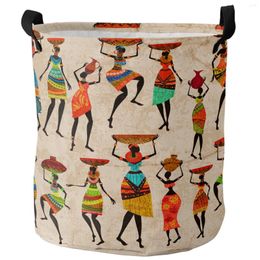 Laundry Bags Ethnic African Women Foldable Basket Large Capacity Hamper Clothes Storage Organizer Kid Toy Bag