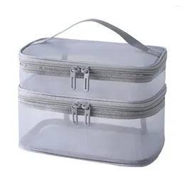 Storage Bags Mesh Cosmetic Bag With Handle Large Capacity Portable Travel Zipper Makeup Organiser Beauty Wash Kit