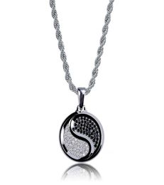Cubic Zirconia Hiphop YinYang Pendant Necklaces For Men Bling Ice Out Hip Hop Jesus Jewellery 18K Gold Plated Necklace247E8777405