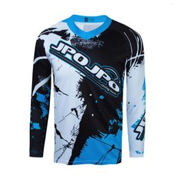 Racing Jackets 2024 Cycling Jersey Men Bicycle Bike Motocross Long Sleeve MTB T Shirt Downhill Top Sports Outdoor White Blue