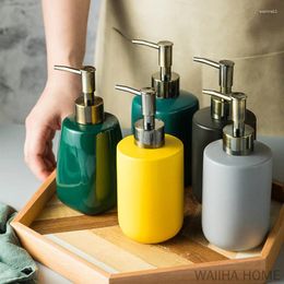 Liquid Soap Dispenser 350ml Ceramic Solid Color Dispensers Bathroom Accessories Latex Bottle Kitchen Home Decoration